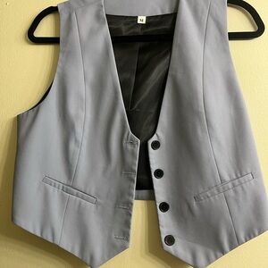 Steel blue Button-Up Vest